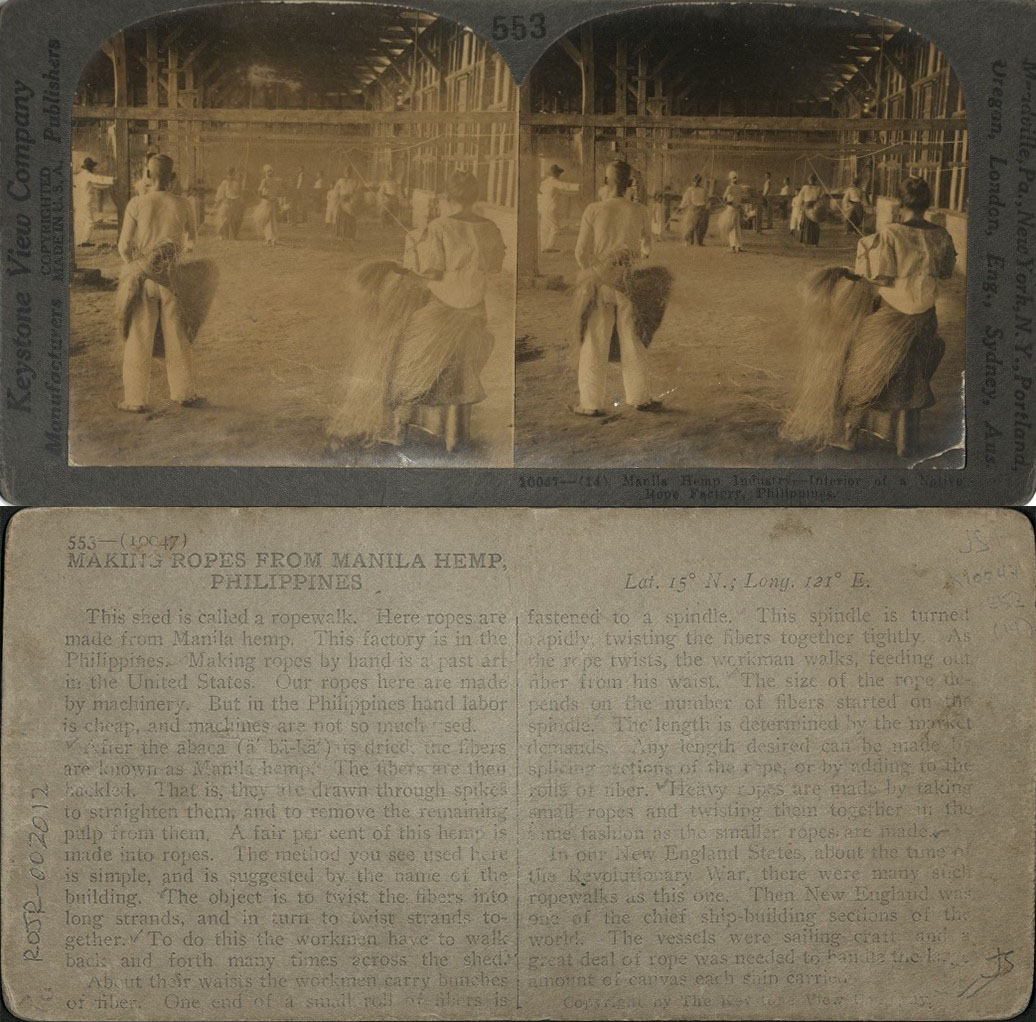 Manila Hemp Industry – Interior of a Native Rope Factory, Philippines,